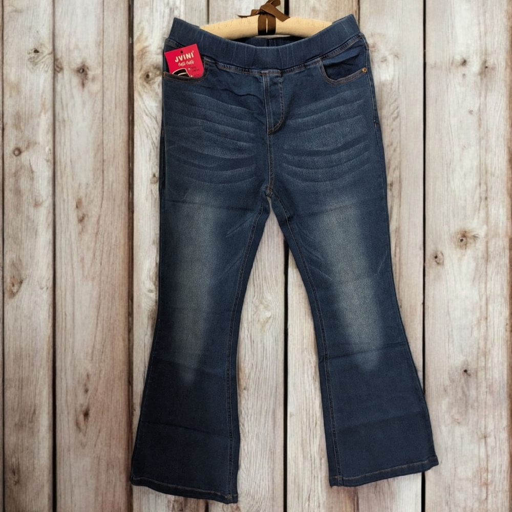 Women's Pull on Bell Bottom Stretch Jeans Size L